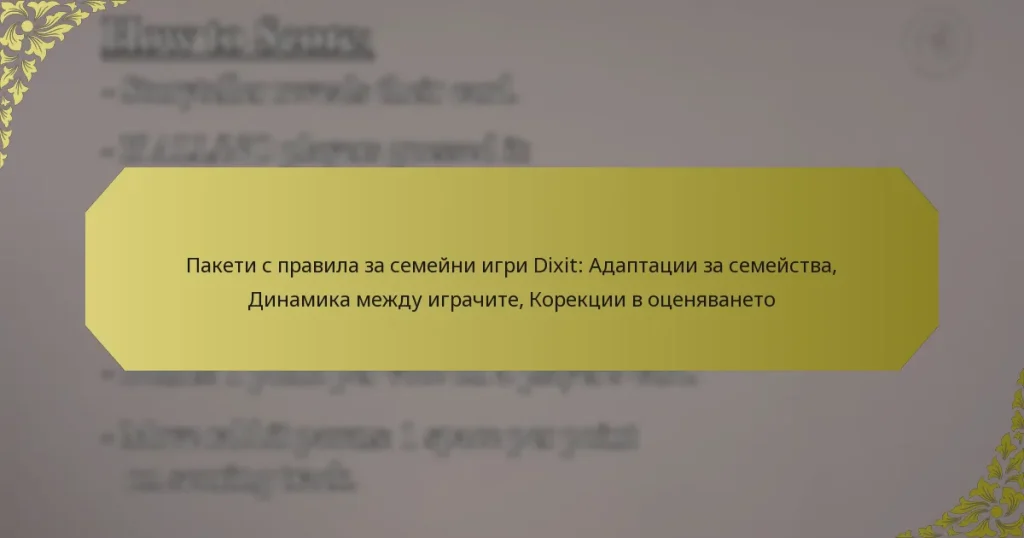 Пакети с правила за семейни игри Dixit: Адаптации за семейства, Динамика между играчите, Корекции в оценяването
